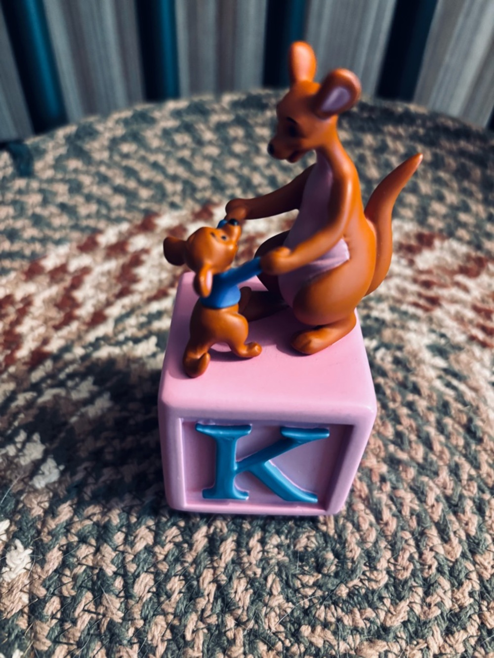 Grolier Disney Alphabet Blue “K” Ceramic Block With Kanga & Roo